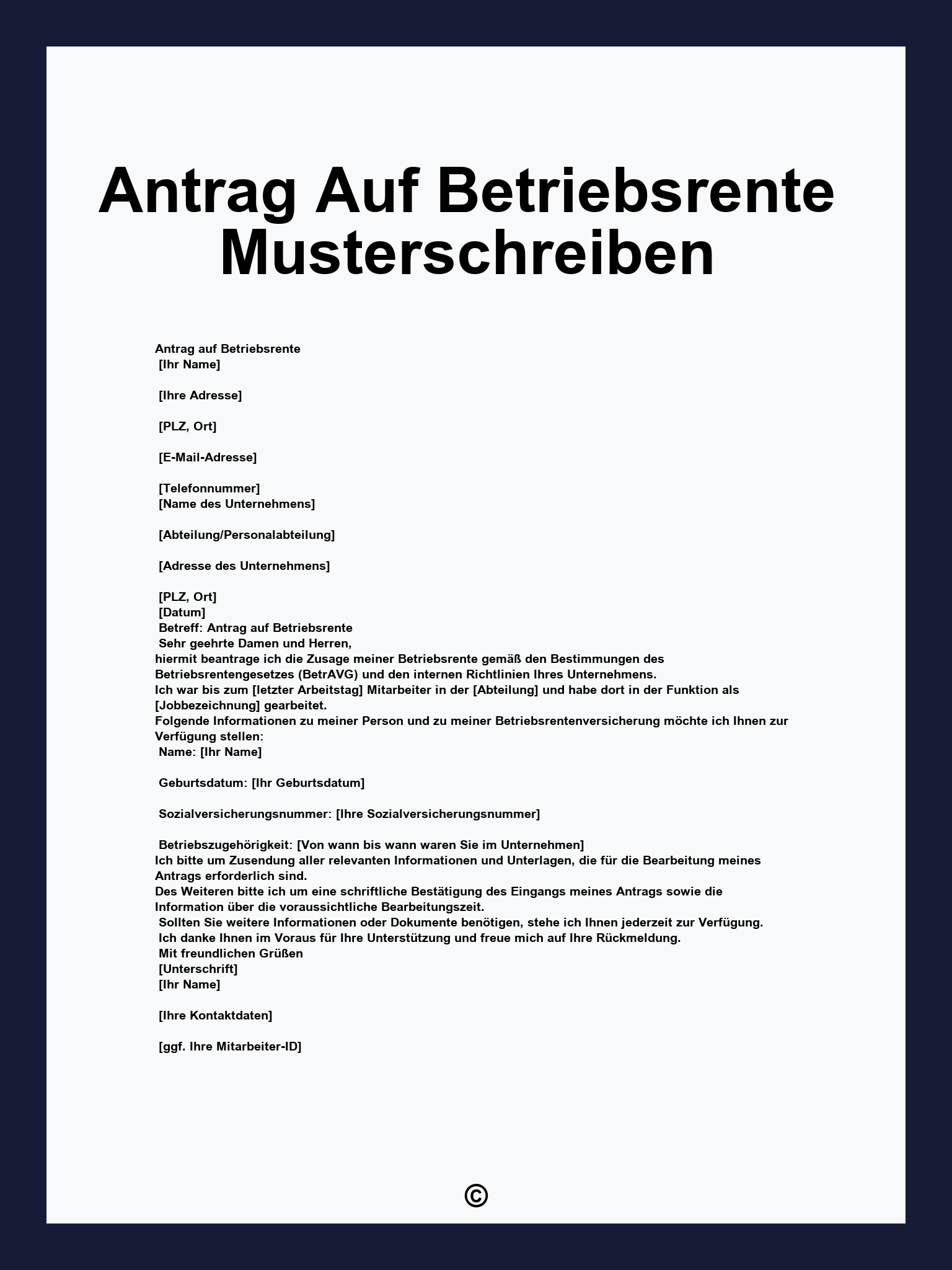 Antrag Auf Betriebsrente Musterschreiben