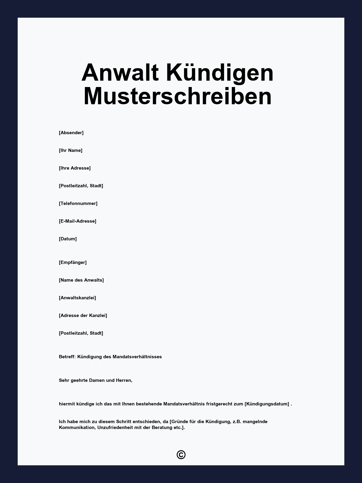 Anwalt Kündigen Musterschreiben