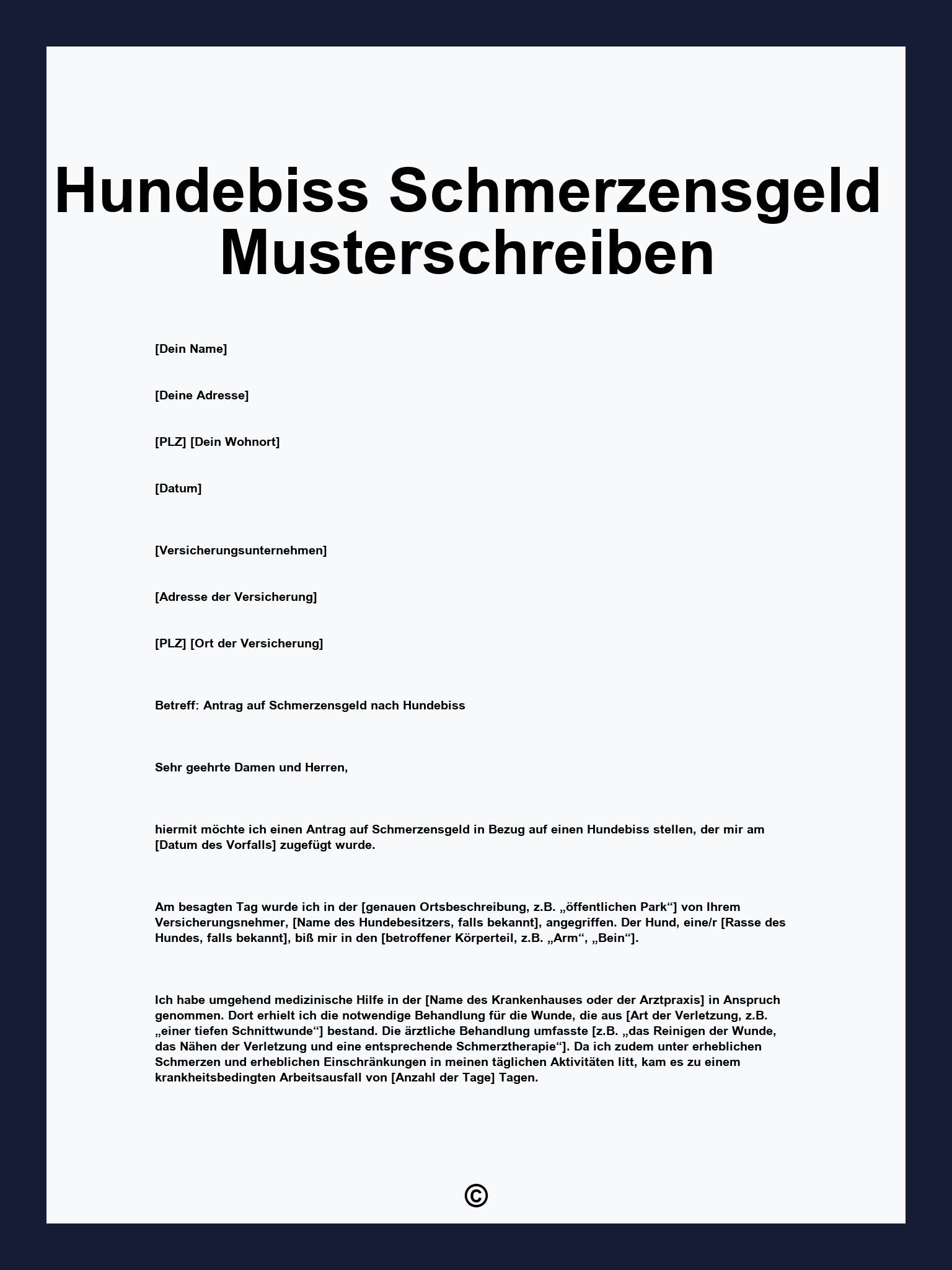 Hundebiss Schmerzensgeld Musterschreiben