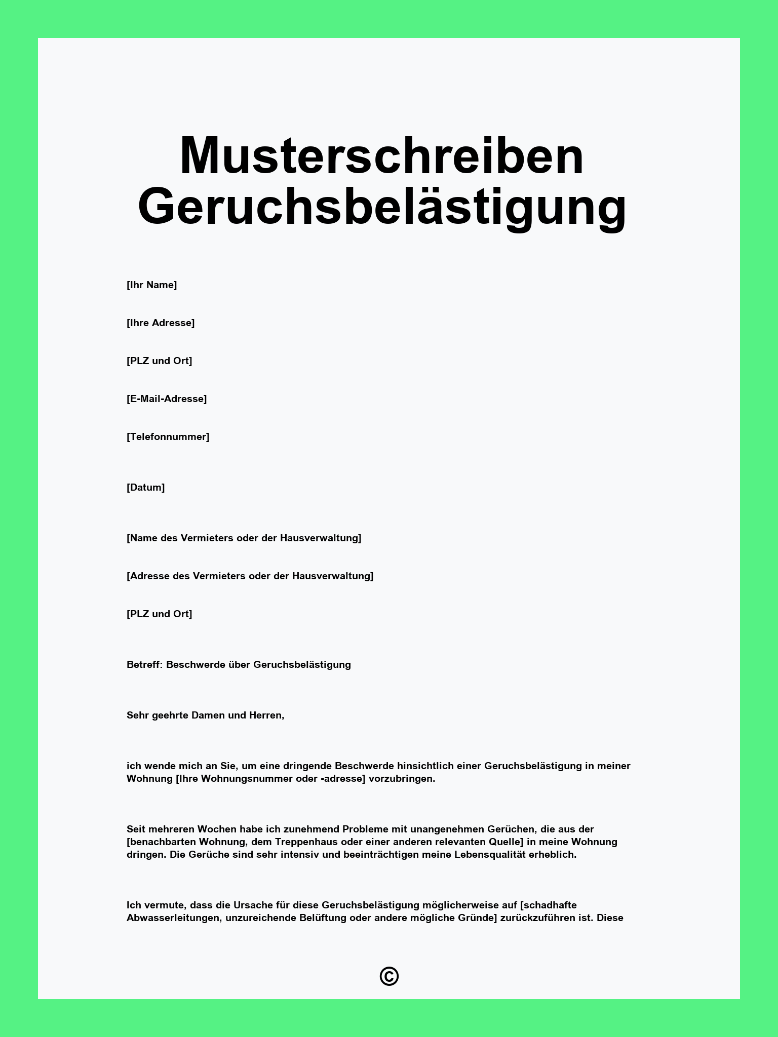 Musterschreiben Geruchsbelästigung