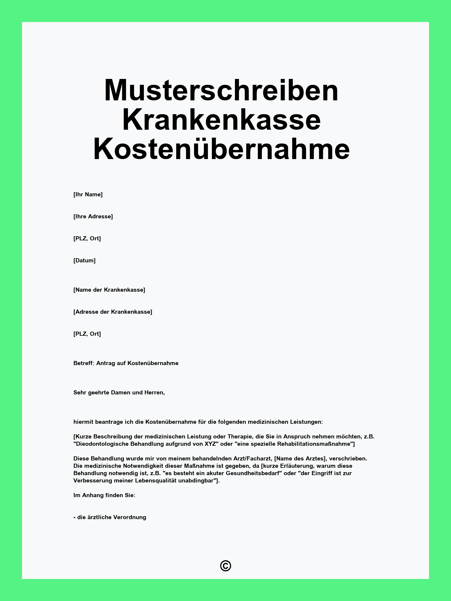 Musterschreiben Krankenkasse Kostenübernahme