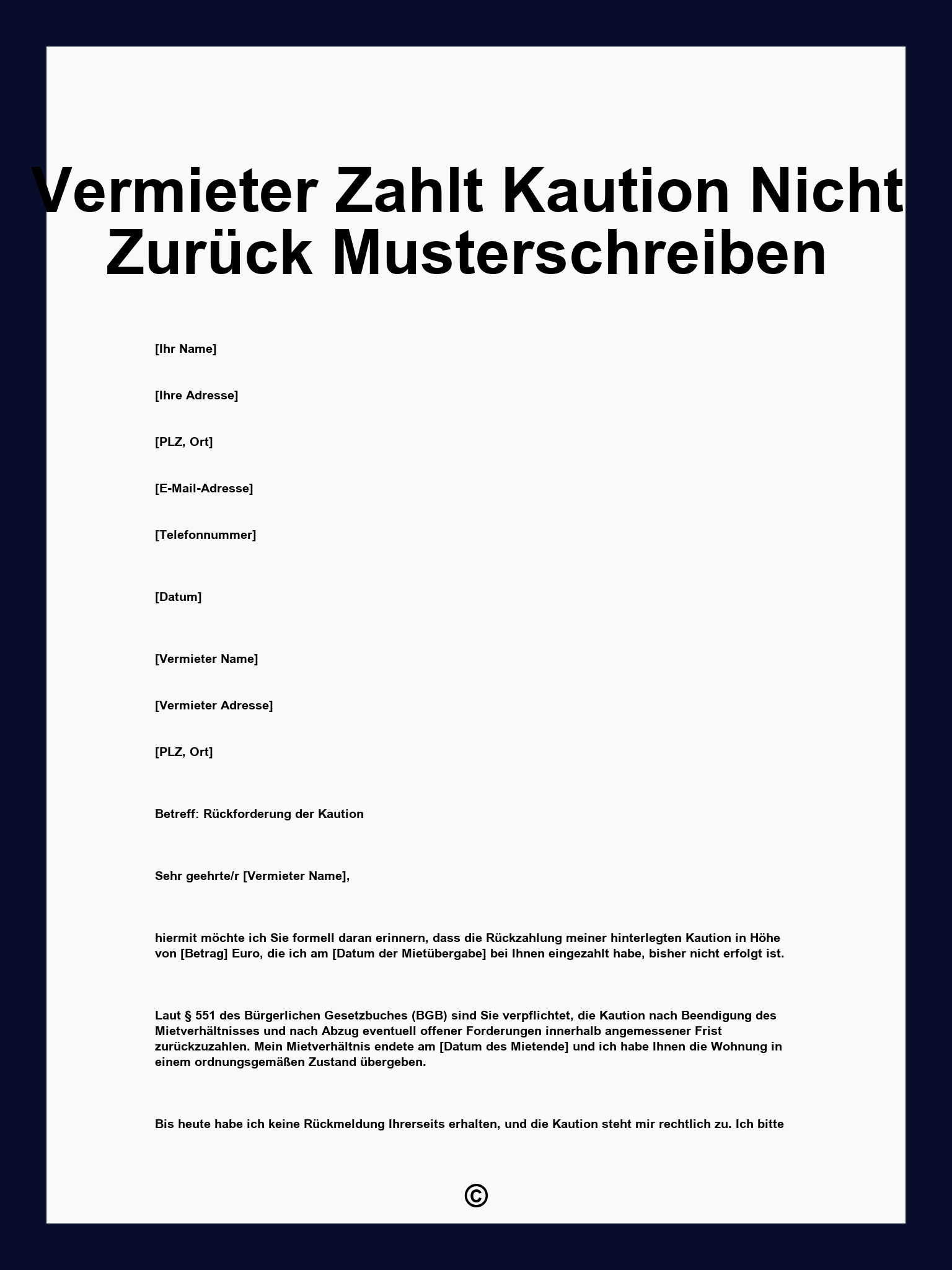 Vermieter Zahlt Kaution Nicht Zurück Musterschreiben
